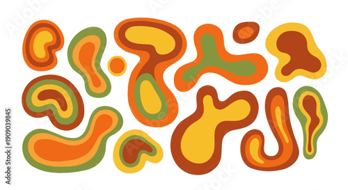 Retro Blob Shapes in Earth Tones - Abstract Vector Set