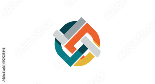 Free Download Colorful Interconnected Shapes Forming a Logo. - GFXLoad