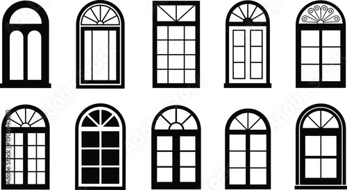 Arched windows, silhouette designs, decorative panes, fanlight patterns, geometric symmetry, architecture, construction, renovation, historic, modern, culture, lifestyle, heritage, abstract,
