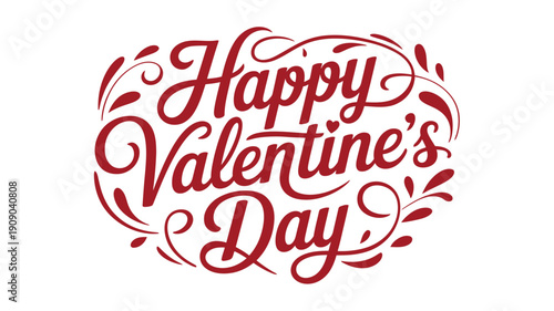A festive Happy Valentine's Day message in red cursive font on white