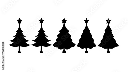 Minimalist Christmas Tree Silhouettes with Star Toppers