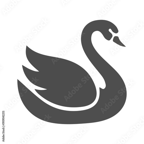 Elegant black swan silhouette icon