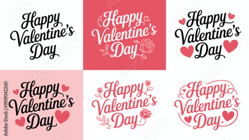 A collection of Happy Valentine's Day greeting cards with various designs