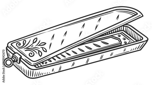 A detailed vector illustration of a traditional Turkish coffee cup and saucer on a wooden table