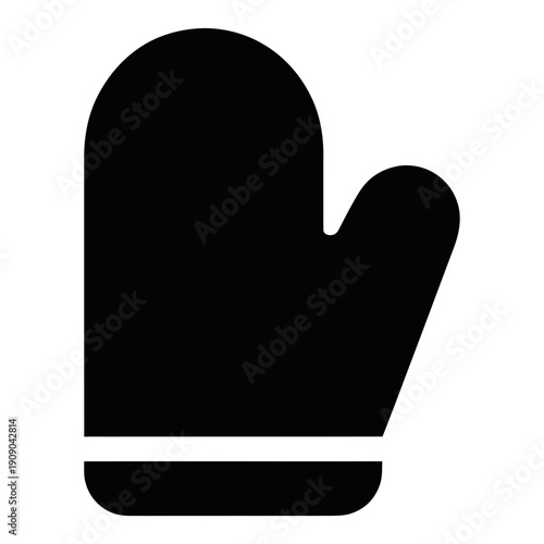 A black oven mitt icon on a white background for cooking and kitchen use
