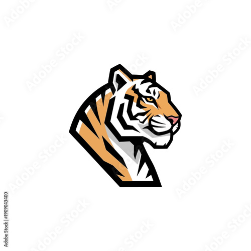 Tiger Head Logo, Fierce Animal Mascot, Sport Team Emblem, Wild Cat Graphic