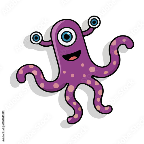 Cute Purple Cartoon Alien Monster