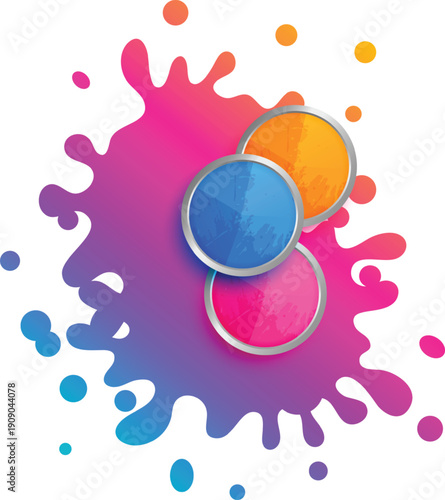 watercolor splash with gulal color plates for happy holi festival