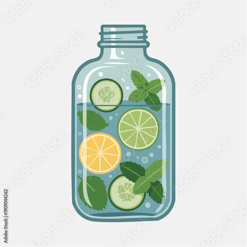 Refreshing infused water with cucumber, lime, and mint
