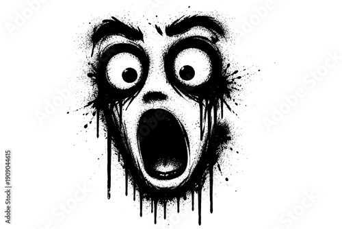 Dramatic expression in dripping grunge style with bold black and white contrast