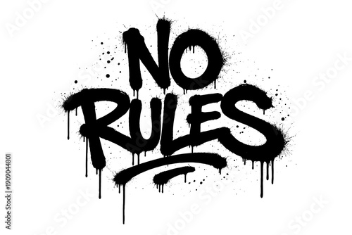 Urban graffiti style no rules typography with dripping ink effect