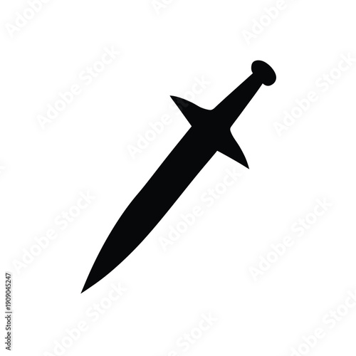 Dagger Silhouette Vector Icon on White Background