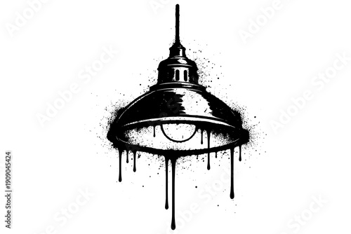 Rustic dripping pendant light with grunge art style