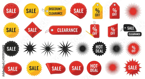 Sale tags and labels set for discount promotion