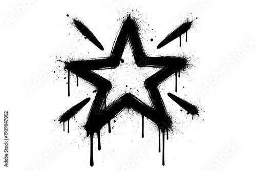 Graffiti style dripping star with splatter and grunge effects