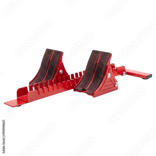 Professional Red Athletic Starting Block Isolated on White