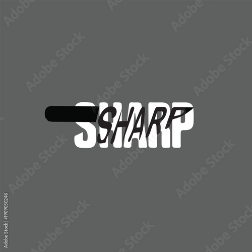 Sharp Word style logo, Sharp word with knife icone, Knife style sharp word, Kitchen design word style, 