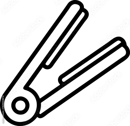 Black hair straightener icon - outline