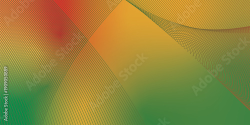 Green and  yeallow light coral abstract shape grainy gradient background on black backdrop with noisy texture for wide banner poster and header design