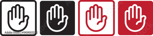 Raised hand icon symbolizing stop or interaction. Stop hand icon. Raised hand icon for templates, web design and infographics. EPS10
