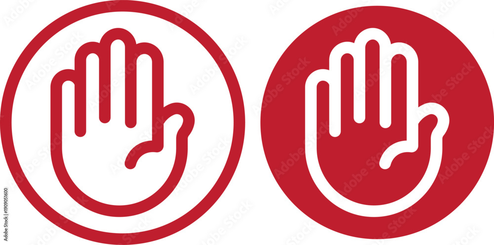 Obraz premium Raised hand icon symbolizing stop or interaction. Stop hand icon. Raised hand icon for templates, web design and infographics. EPS10 