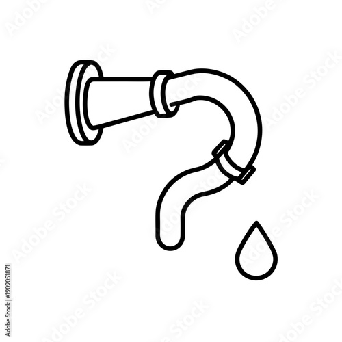 Simple line drawing of a dripping water pipe leak