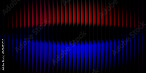 Vibrant fractal glass abstract background with vertical black bars over a smooth gradient of blue, purple, and red hues forming soft circular shapes that create depth, motion, and visual energy