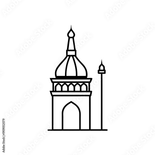 Simple line drawing of a traditional mosque minaret