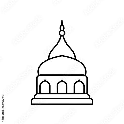 Simple line drawing of a traditional buddhist stupa