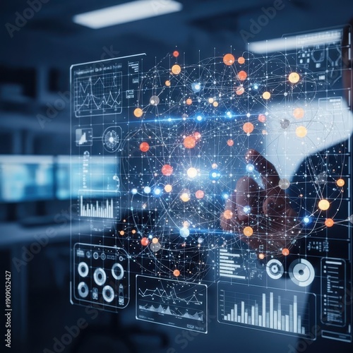 Futuristic Technology Interface with Data Visualization Concepts