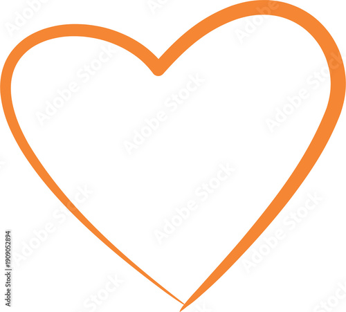 Orange heart love line art  