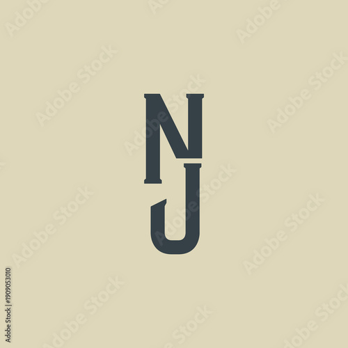 NJ Abstract Initial Logo. Clean, high-contrast typography suitable for branding, identity, and corporate design. Ideal for logos, signage, and minimalist graphic projects.