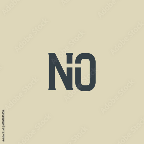 NO Abstract Initial Logo. Clean, high-contrast typography suitable for branding, identity, and corporate design. Ideal for logos, signage, and minimalist graphic projects.