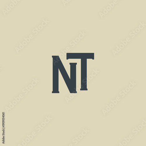 NT Abstract Initial Logo. Clean, high-contrast typography suitable for branding, identity, and corporate design. Ideal for logos, signage, and minimalist graphic projects.