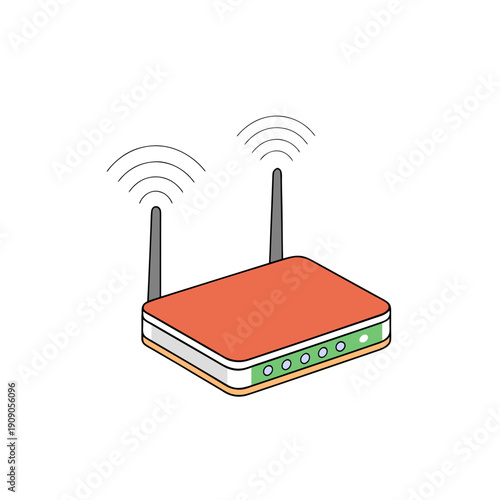 Illustration of a wireless internet router on transparent background