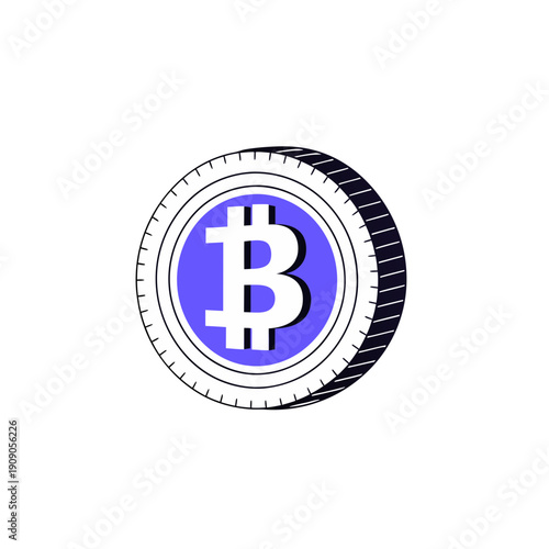 Isolated bitcoin cryptocurrency coin icon on transparent background