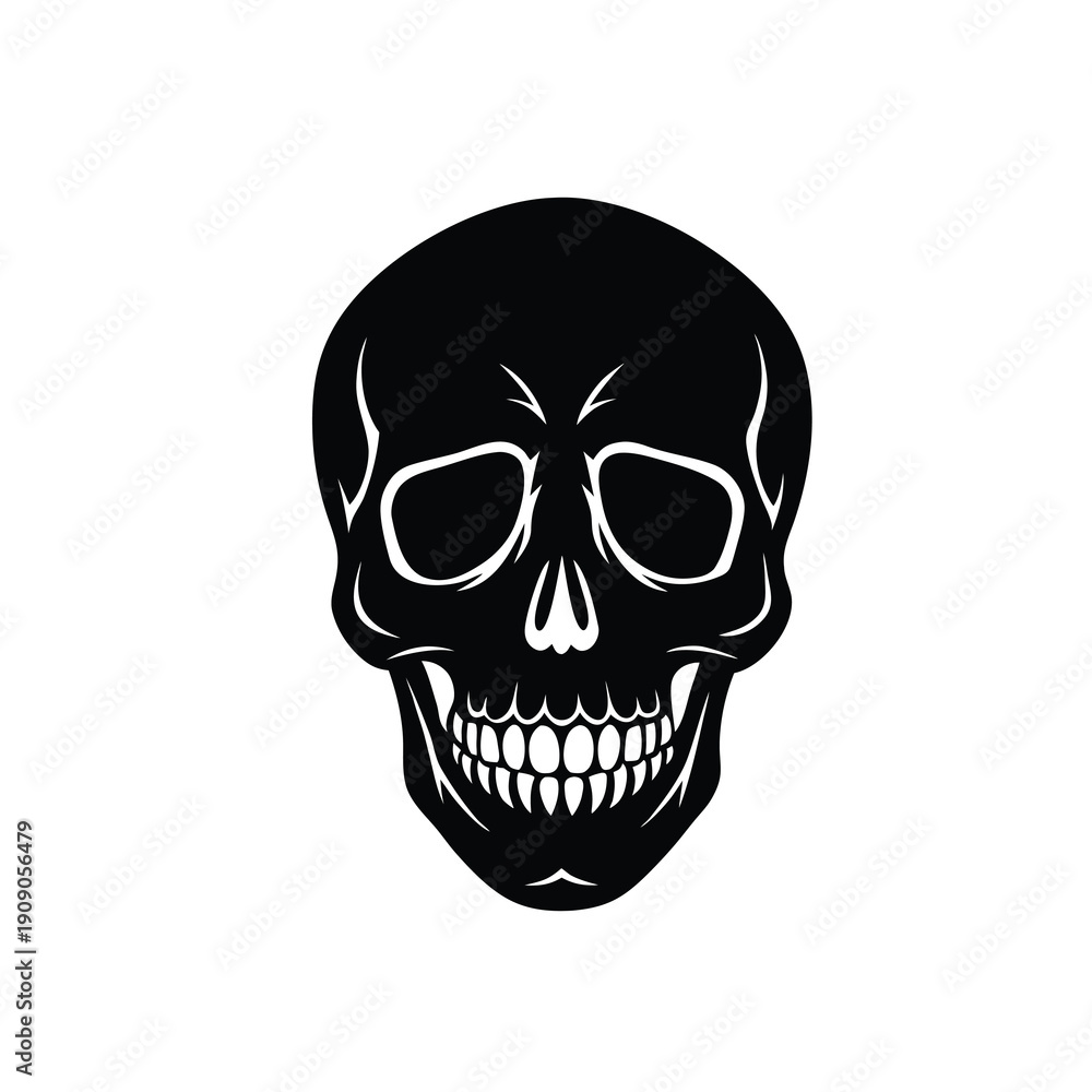 Obraz premium Detailed Human Skull with Empty Eye Sockets, Artistic Illustration