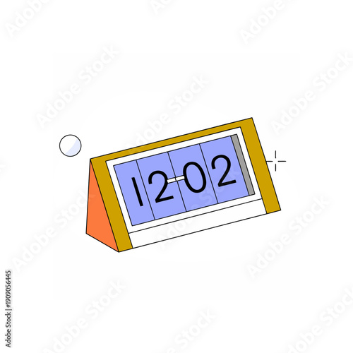 Digital flip clock displaying twelve oh two on transparent background