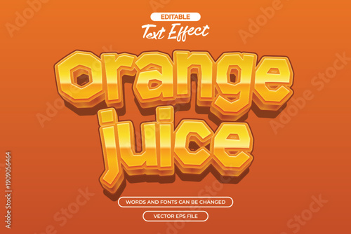 Orange juice editable text effect with cartoon text style