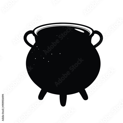 Mysterious Witch's Cauldron Bubbling with Green Potion, Halloween Concept