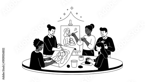 People sitting around a table together.