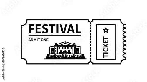 Festival ticket admission pass illustration.