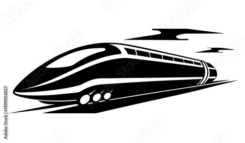 bullet train,High  speed  train black silhouette vector