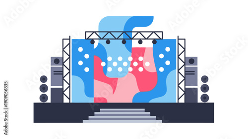 Colorful Music Festival Stage Design.