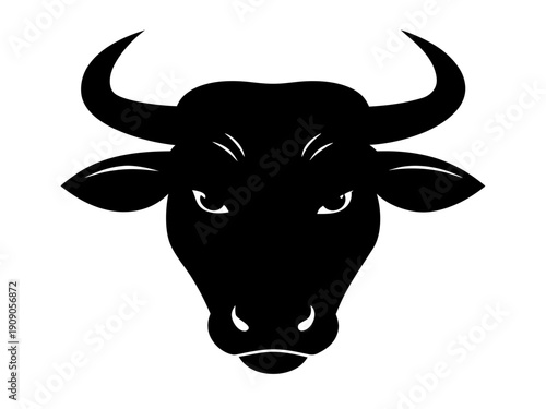bull head black silhouette vector