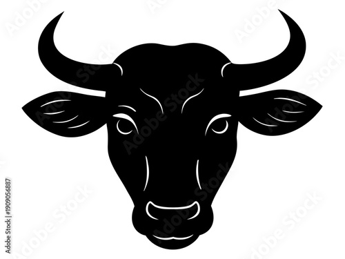 bull head black silhouette vector