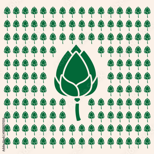 Emerald Lotus Bud Seamless Pattern