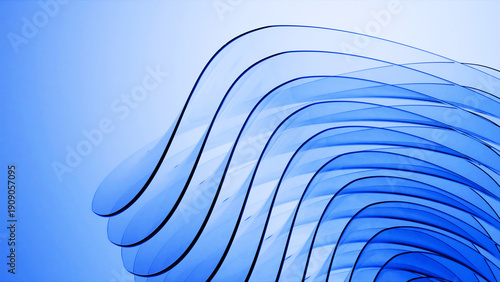 Obraz na plátně 3D Rendered Abstract Flowing Translucent Blue Wave Shapes