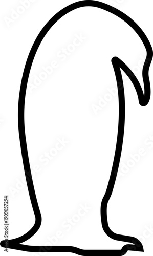 Penguin Line Style Vector Black Icon, Antarctic Bird Silhouette Symbol and Wildlife Outline Graphic Group Featuring Penguin, Seabird and Flightless Bird