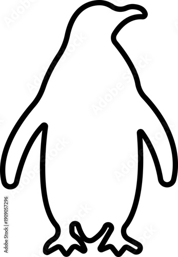 Penguin Line Style Vector Black Icon, Antarctic Bird Silhouette Symbol and Wildlife Outline Graphic Group Featuring Penguin, Seabird and Flightless Bird